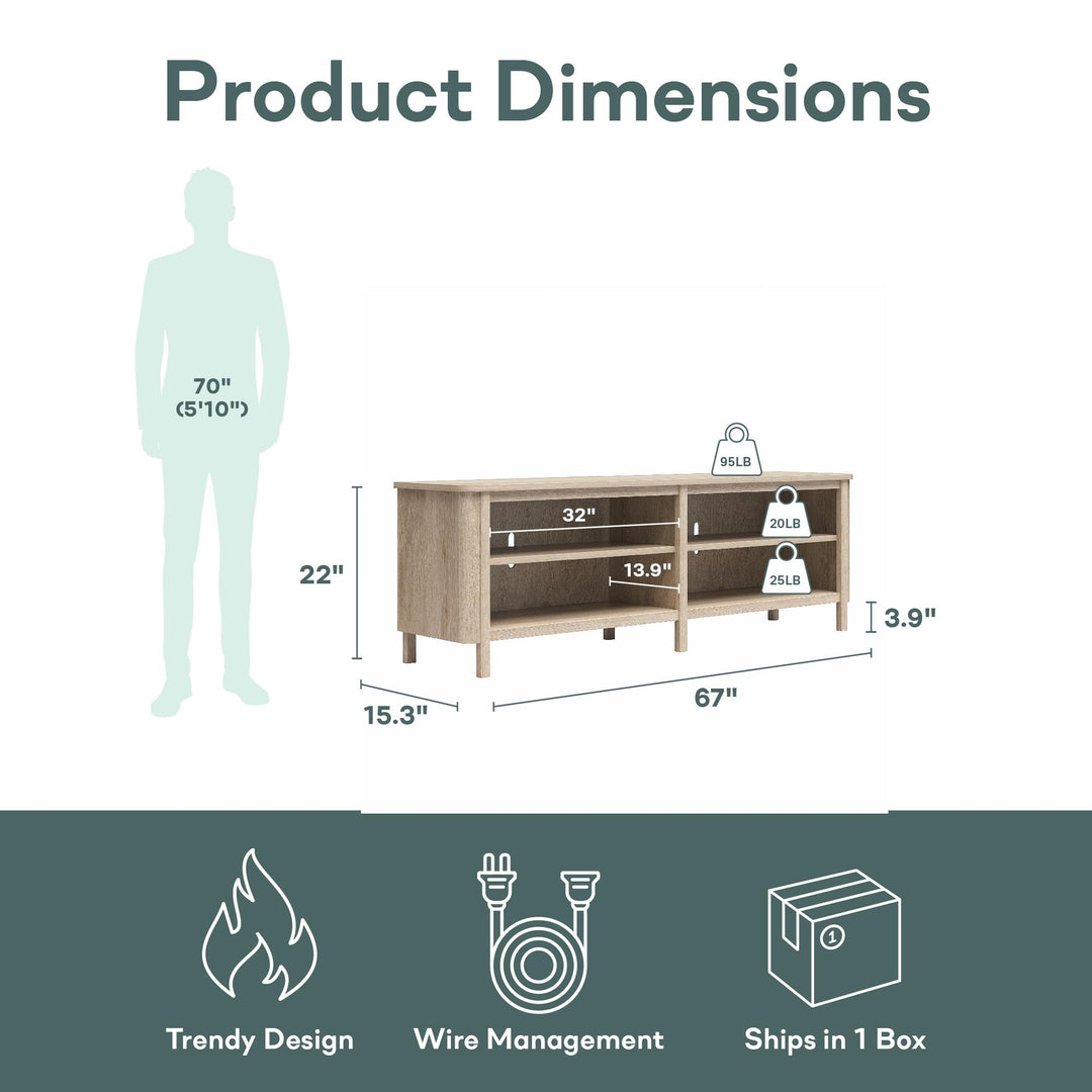 Farmhouse Console for TVs up to 75" - Blonde Oak