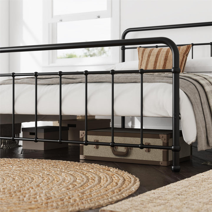 Ainsley Full Metal Platform Bed Frame with Headboard and Footboard - Black - Full