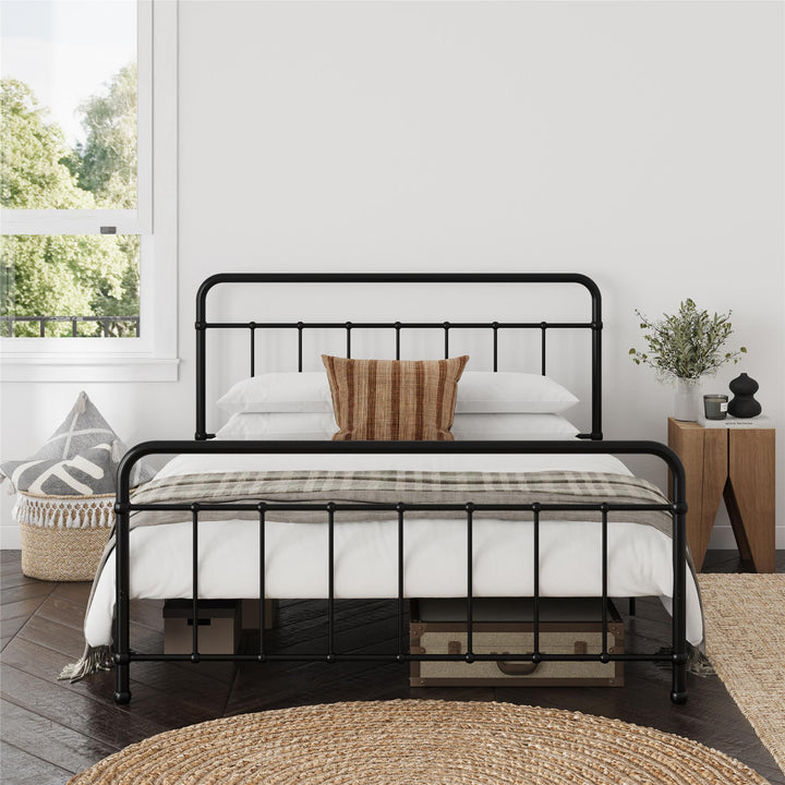 Ainsley Full Metal Platform Bed Frame with Headboard and Footboard - Black - Full