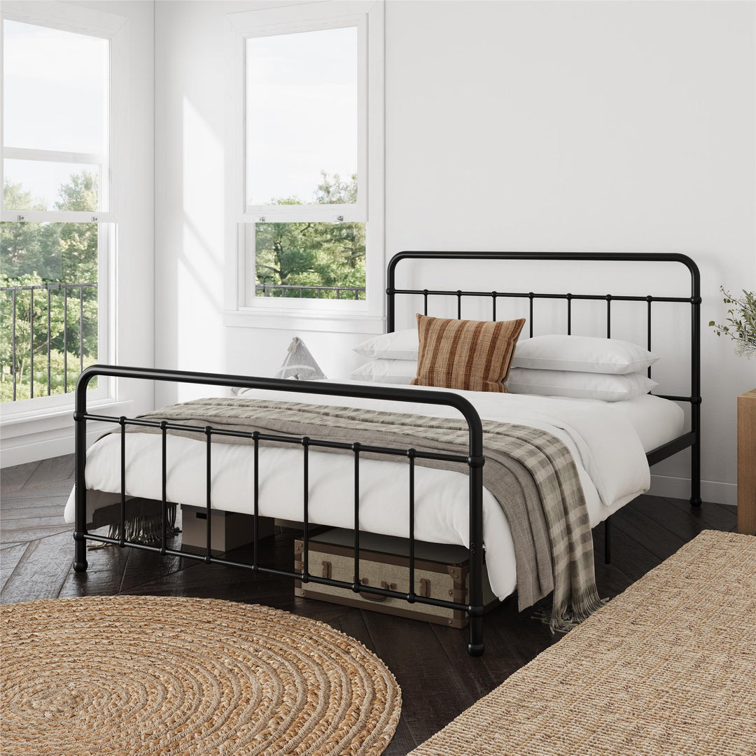 Ainsley Full Metal Platform Bed Frame with Headboard and Footboard - Black - Full