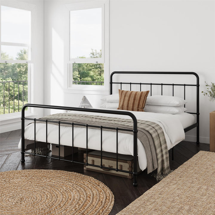 Ainsley Full Metal Platform Bed Frame with Headboard and Footboard - Black - Full