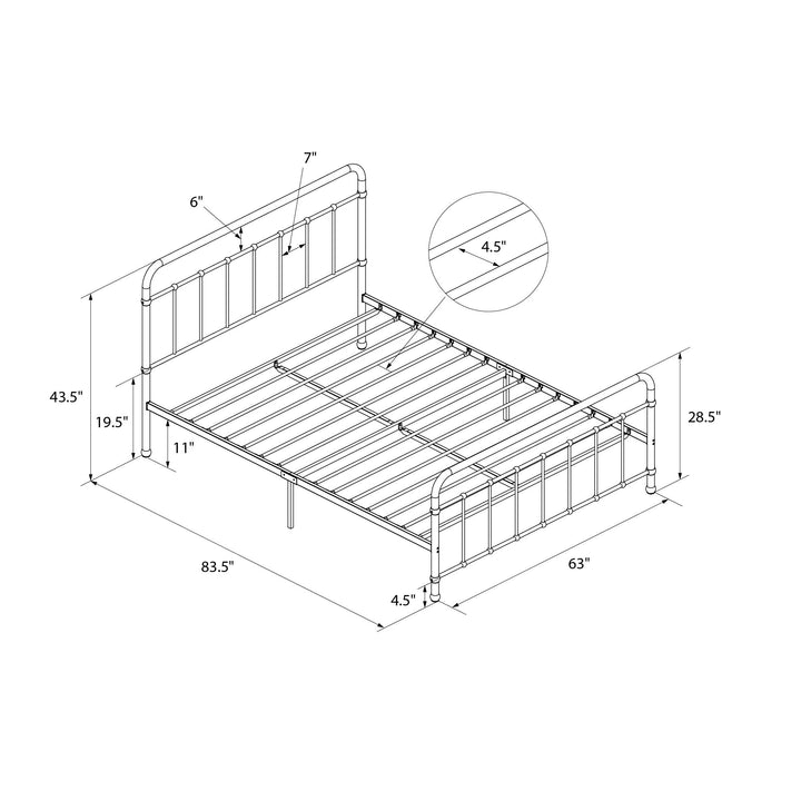 Ainsley Full Metal Platform Bed Frame with Headboard and Footboard - Black - Queen