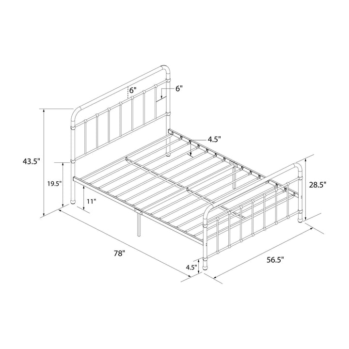 Ainsley Full Metal Platform Bed Frame with Headboard and Footboard - Black - Full