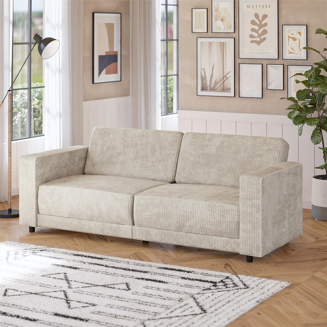 Allie Corduroy Futon Sofa Bed - Ivory Corduroy - 3-Seater