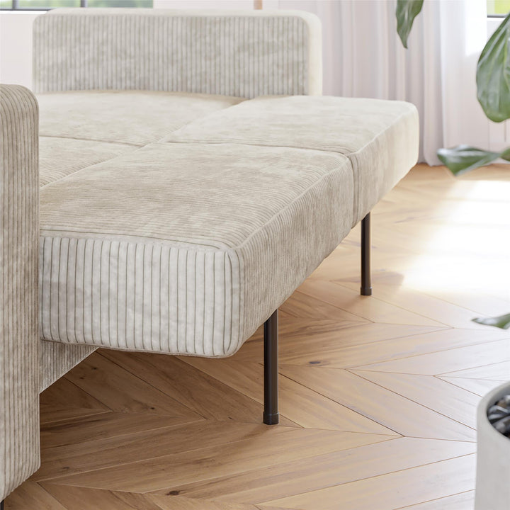 Allie Corduroy Futon Sofa Bed - Ivory Corduroy - 3-Seater