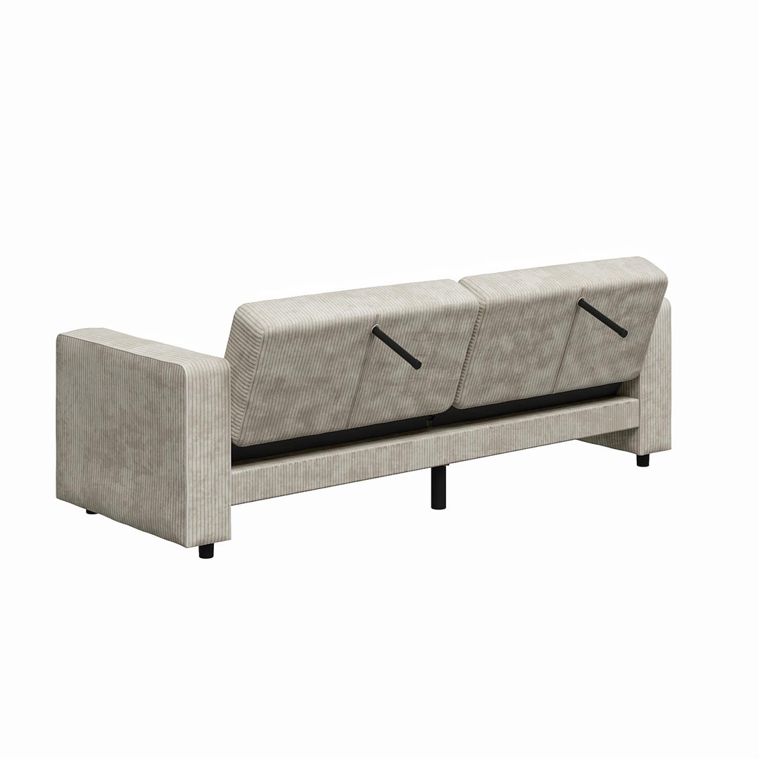 Allie Corduroy Futon Sofa Bed - Ivory Corduroy - 3-Seater