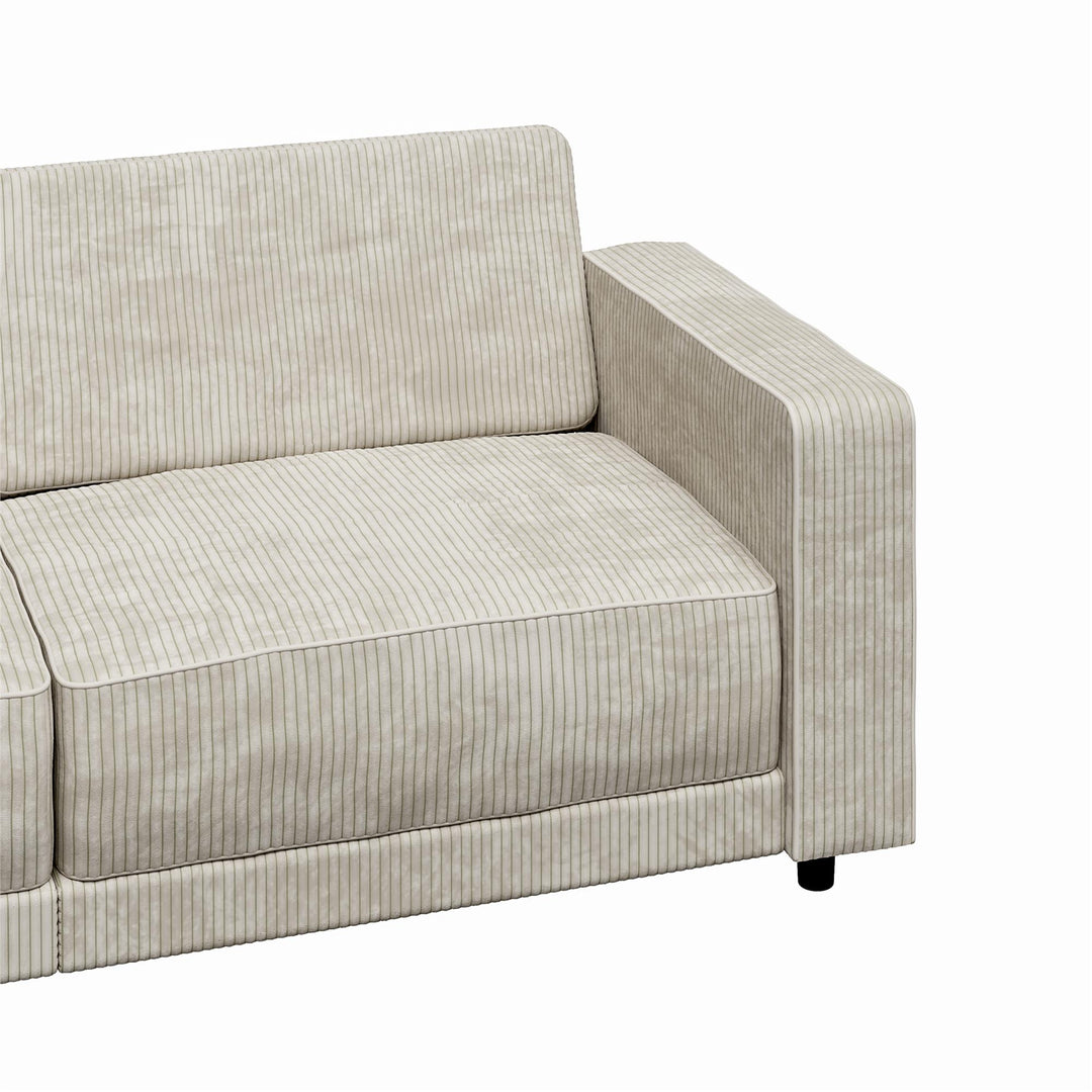 Allie Corduroy Futon Sofa Bed - Ivory Corduroy - 3-Seater