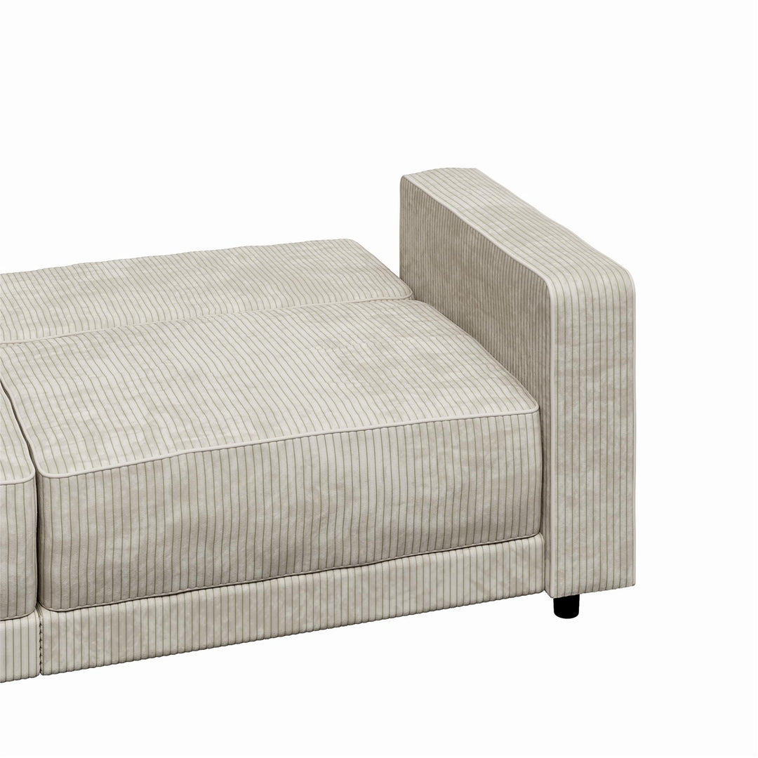 Allie Corduroy Futon Sofa Bed - Ivory Corduroy - 3-Seater