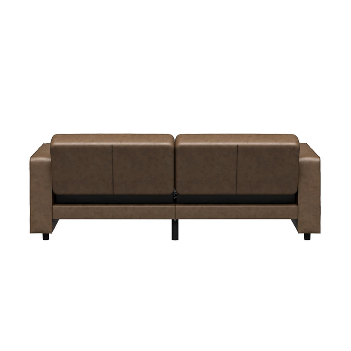 Allie Faux Leather Futon Sofa Bed - Brown Faux Leather - 3-Seater