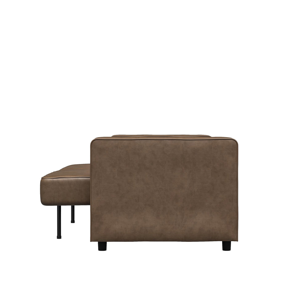 Allie Faux Leather Futon Sofa Bed - Brown Faux Leather - 3-Seater
