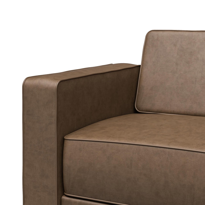 Allie Faux Leather Futon Sofa Bed - Brown Faux Leather - 3-Seater