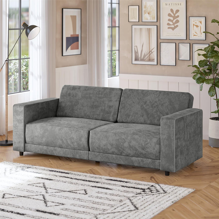 Allie Corduroy Futon Sofa Bed - Gray Corduroy - 3-Seater