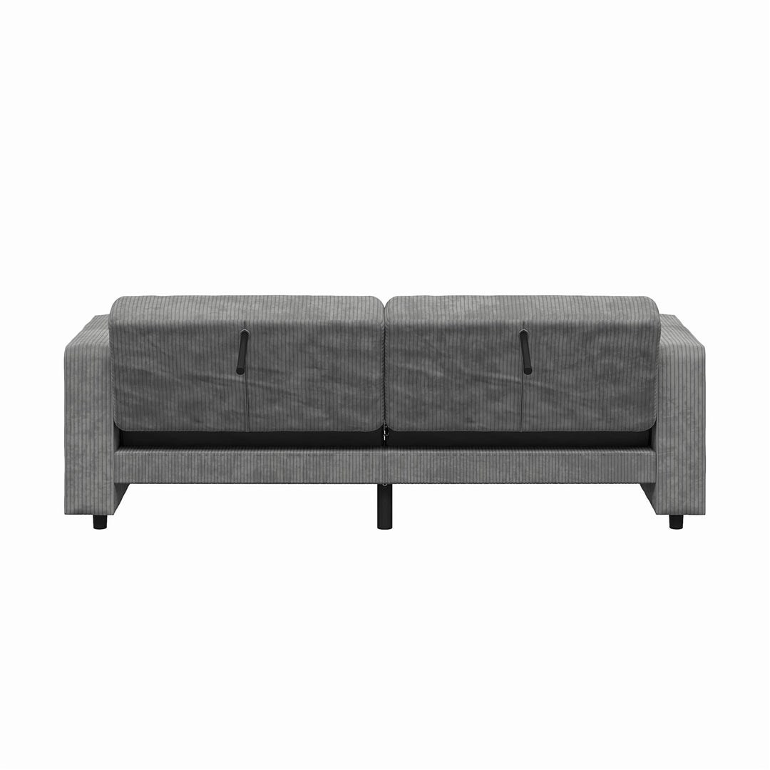 Allie Corduroy Futon Sofa Bed - Gray Corduroy - 3-Seater