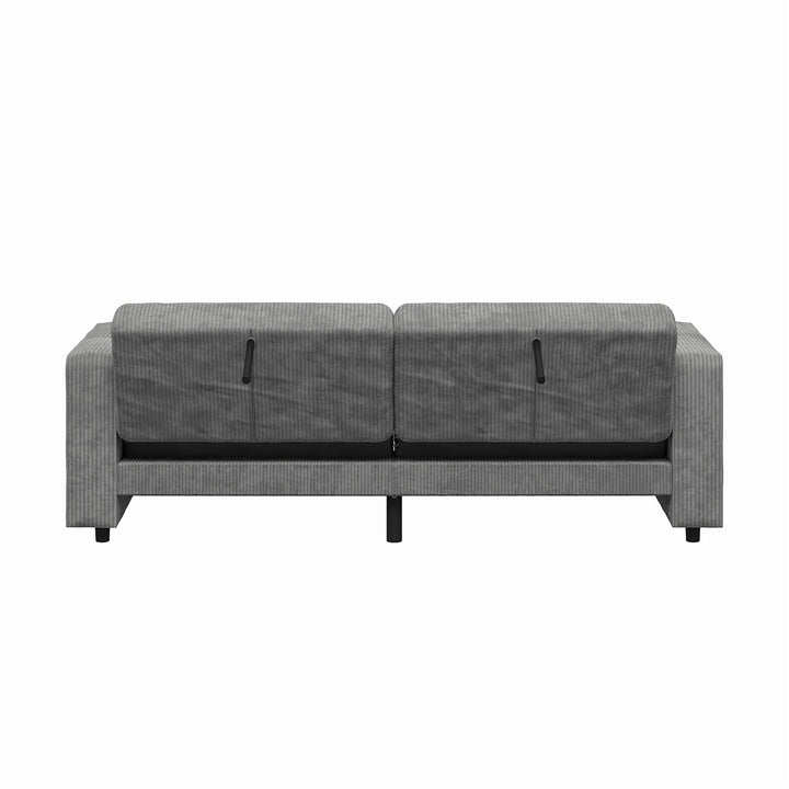 Allie Corduroy Futon Sofa Bed - Gray Corduroy - 3-Seater