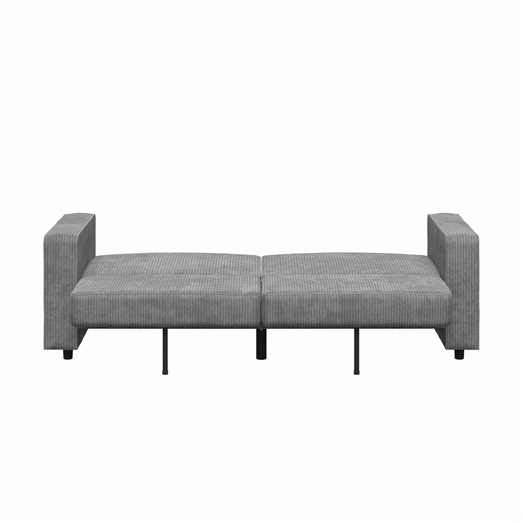Allie Corduroy Futon Sofa Bed - Gray Corduroy - 3-Seater
