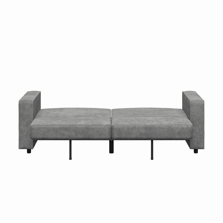 Allie Corduroy Futon Sofa Bed - Gray Corduroy - 3-Seater