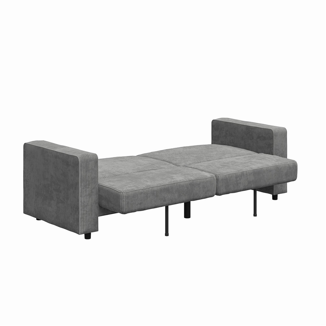 Allie Corduroy Futon Sofa Bed - Gray Corduroy - 3-Seater