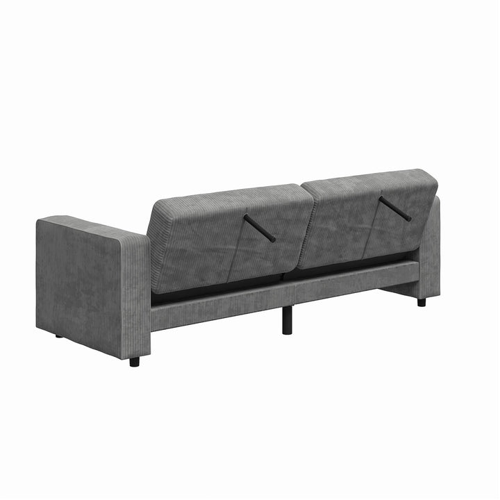 Allie Corduroy Futon Sofa Bed - Gray Corduroy - 3-Seater