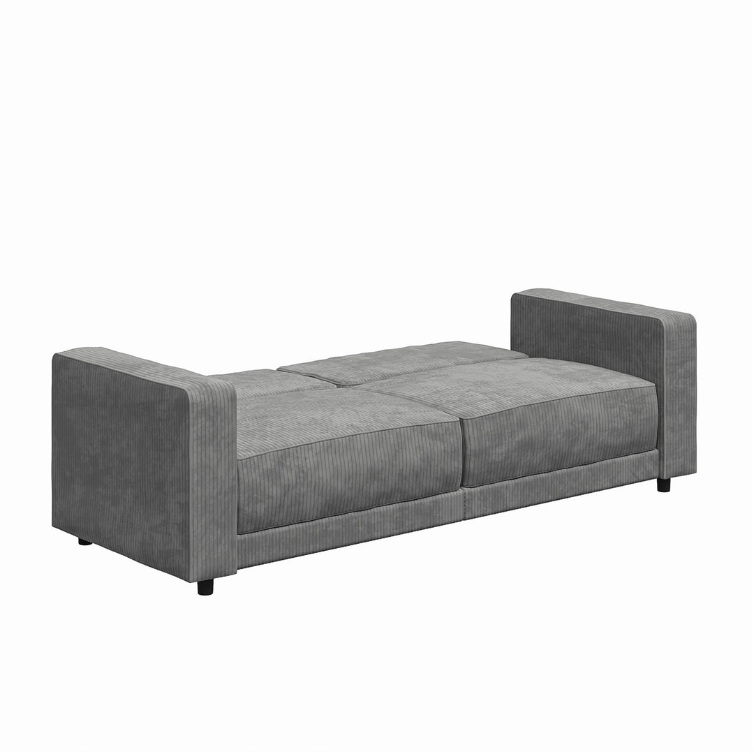 Allie Corduroy Futon Sofa Bed - Gray Corduroy - 3-Seater