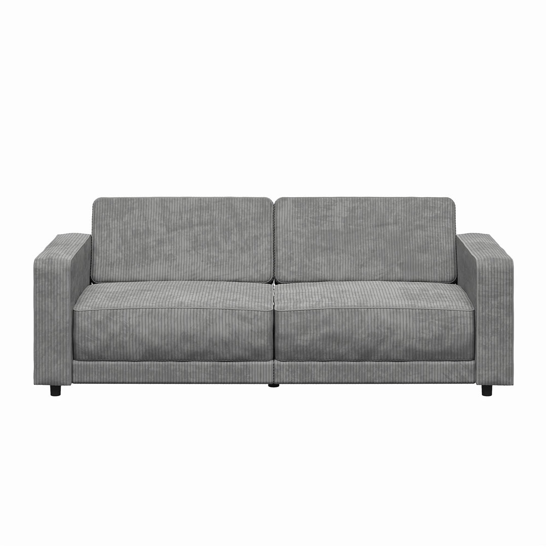 Allie Corduroy Futon Sofa Bed - Gray Corduroy - 3-Seater