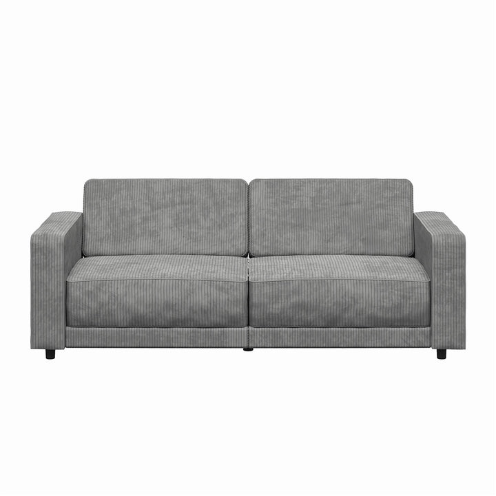Allie Corduroy Futon Sofa Bed - Gray Corduroy - 3-Seater