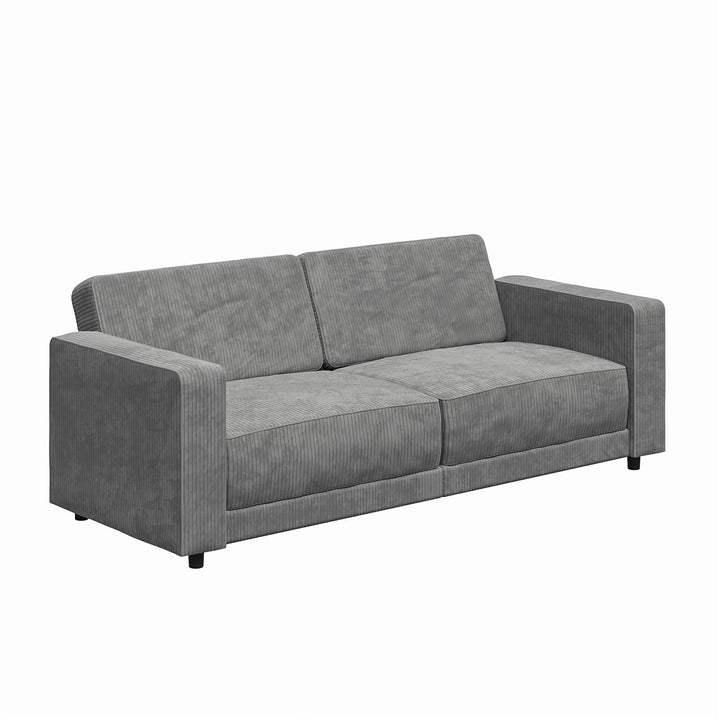 Allie Corduroy Futon Sofa Bed - Gray Corduroy - 3-Seater