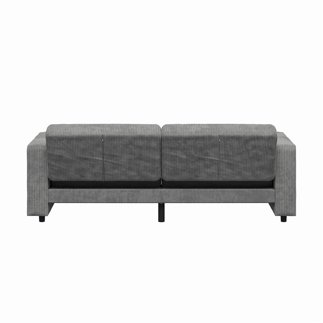 Allie Corduroy Futon Sofa Bed - Gray Corduroy - 3-Seater