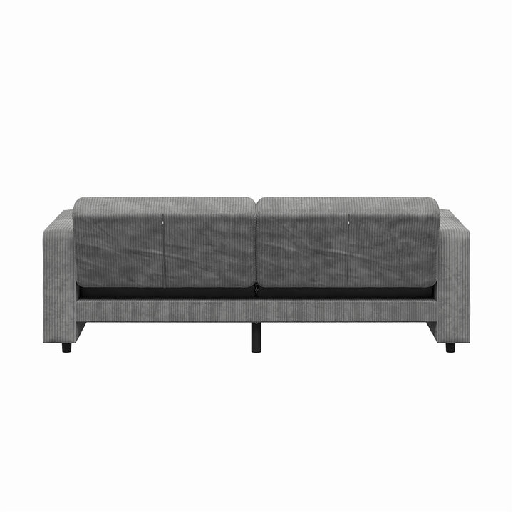 Allie Corduroy Futon Sofa Bed - Gray Corduroy - 3-Seater