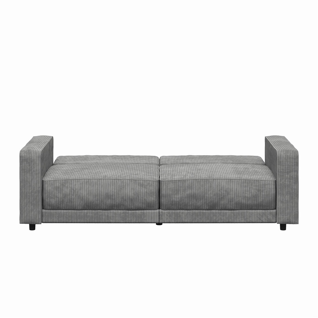 Allie Corduroy Futon Sofa Bed - Gray Corduroy - 3-Seater