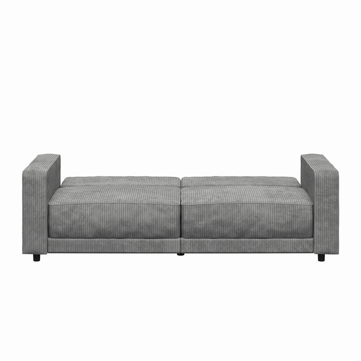 Allie Corduroy Futon Sofa Bed - Gray Corduroy - 3-Seater