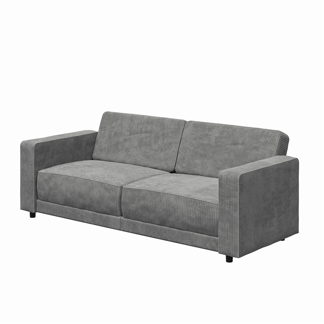 Allie Corduroy Futon Sofa Bed - Gray Corduroy - 3-Seater