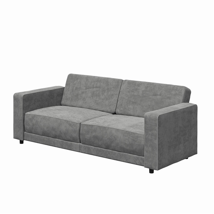 Allie Corduroy Futon Sofa Bed - Gray Corduroy - 3-Seater