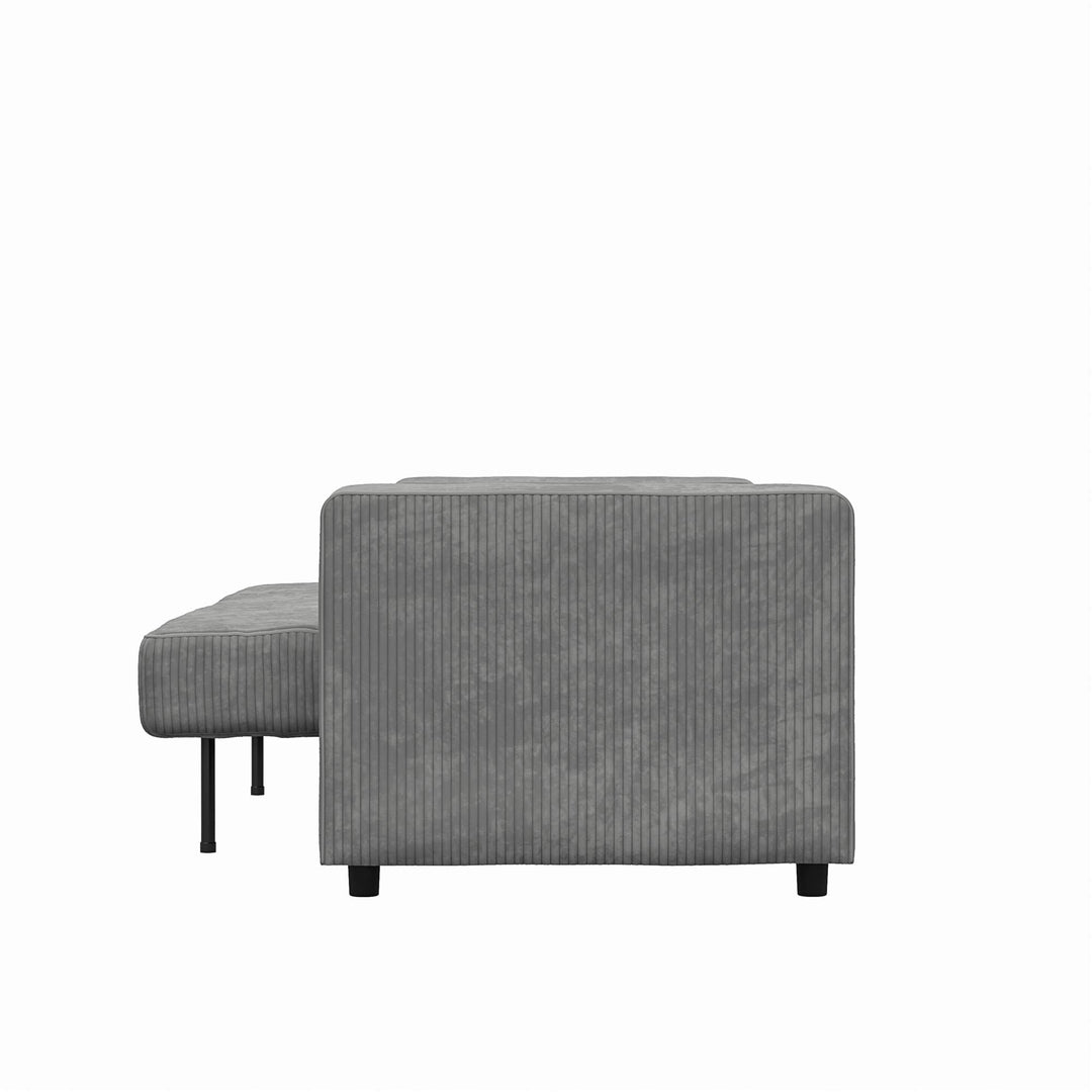 Allie Corduroy Futon Sofa Bed - Gray Corduroy - 3-Seater
