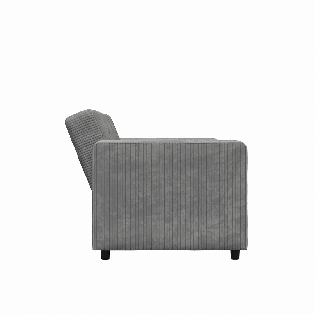 Allie Corduroy Futon Sofa Bed - Gray Corduroy - 3-Seater