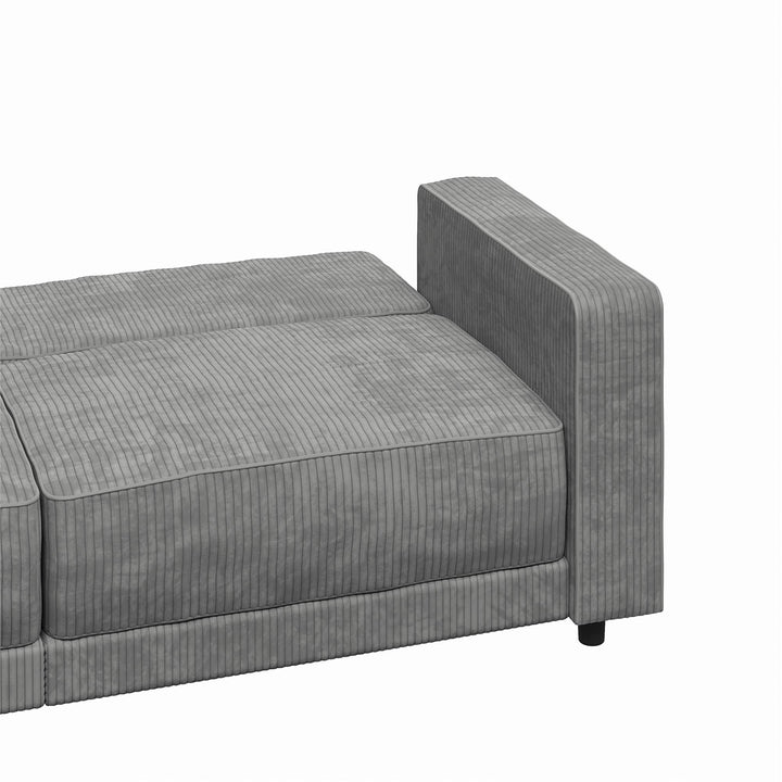 Allie Corduroy Futon Sofa Bed - Gray Corduroy - 3-Seater