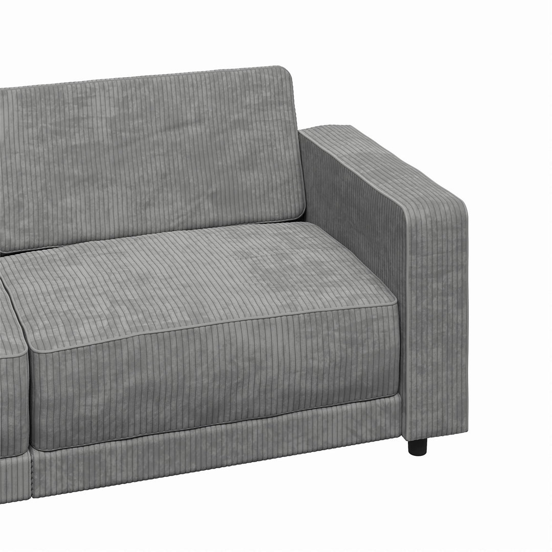 Allie Corduroy Futon Sofa Bed - Gray Corduroy - 3-Seater