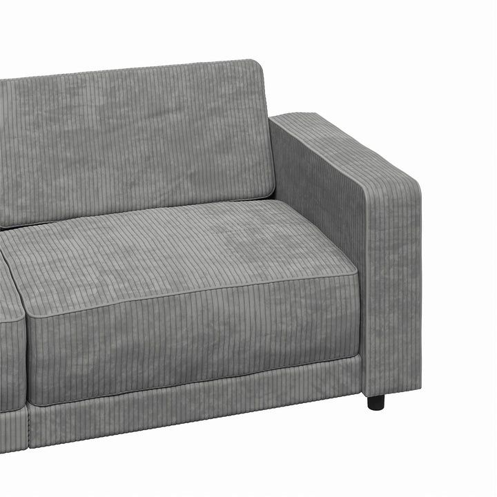 Allie Corduroy Futon Sofa Bed - Gray Corduroy - 3-Seater