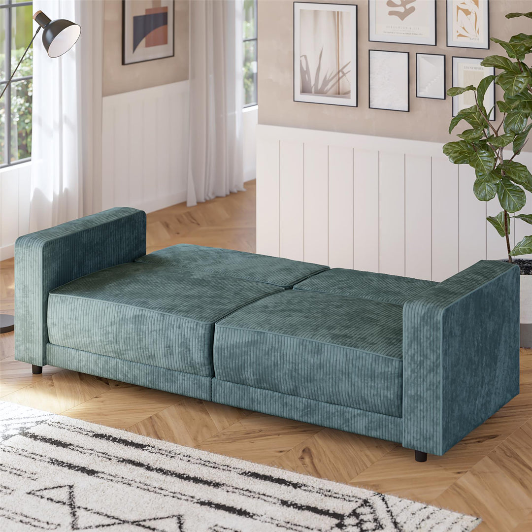 Allie Corduroy Futon Sofa Bed - Teal Corduroy - 3-Seater