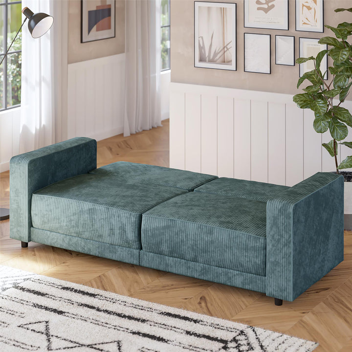 Allie Corduroy Futon Sofa Bed - Teal Corduroy - 3-Seater