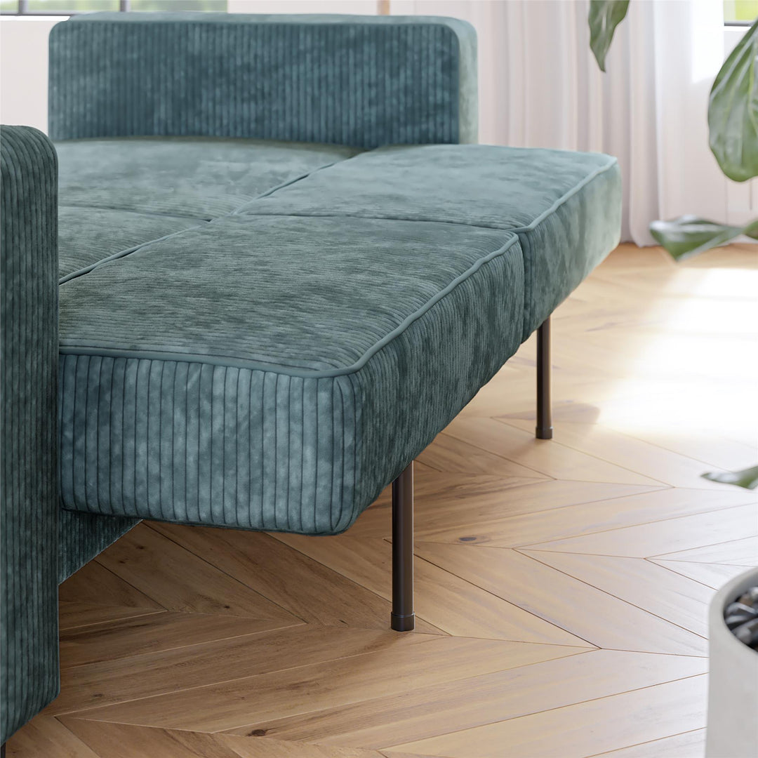 Allie Corduroy Futon Sofa Bed - Teal Corduroy - 3-Seater