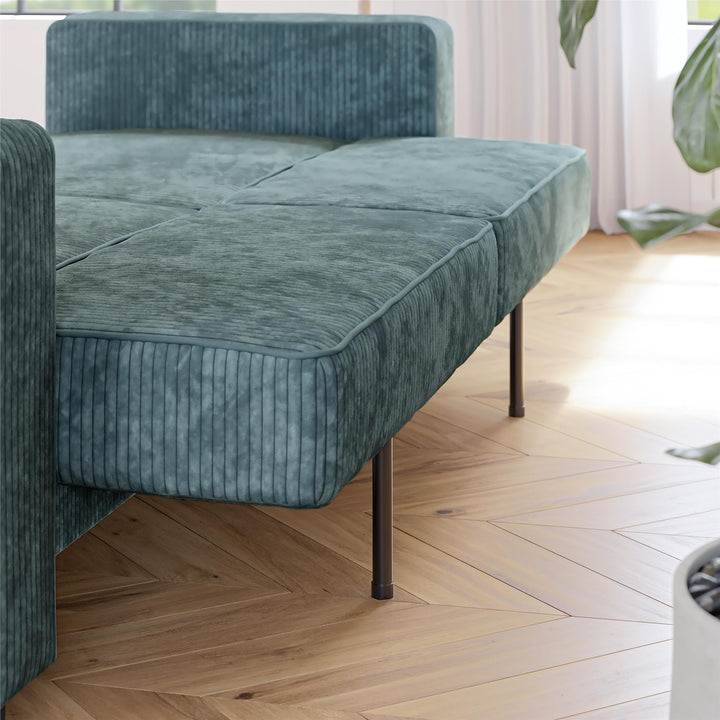 Allie Corduroy Futon Sofa Bed - Teal Corduroy - 3-Seater