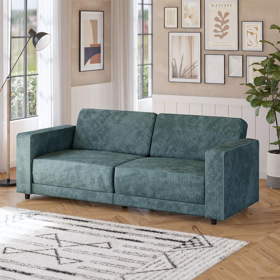 Allie Corduroy Futon Sofa Bed - Teal Corduroy - 3-Seater