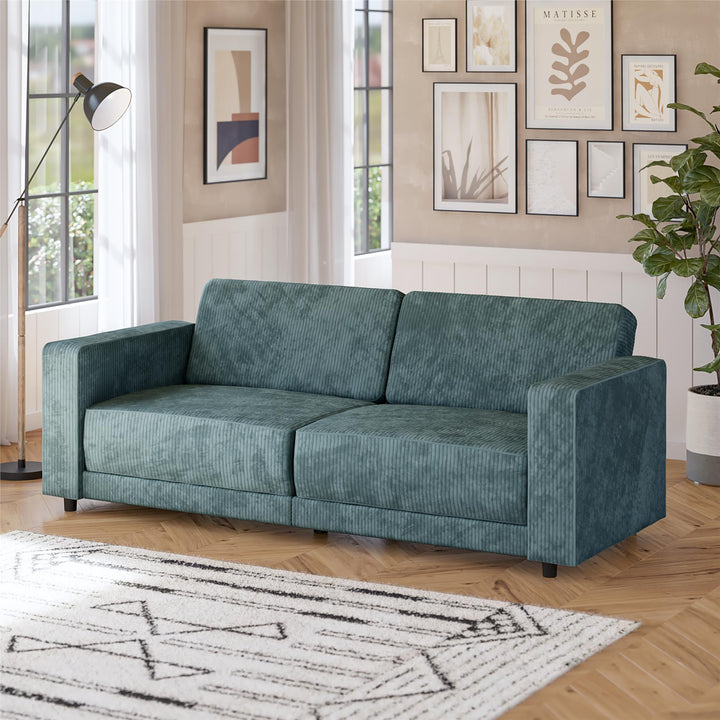 Allie Corduroy Futon Sofa Bed - Teal Corduroy - 3-Seater
