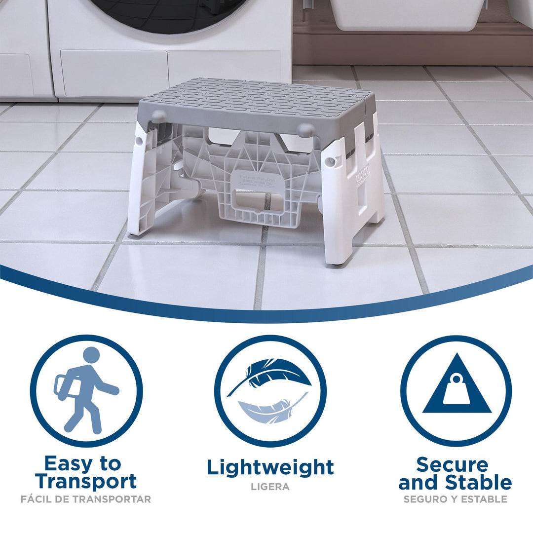 COSCO 1 Step Molded Folding Step Stool, 300 lbs. Weight Capacity, Type 1A (2-pack) - Gray
