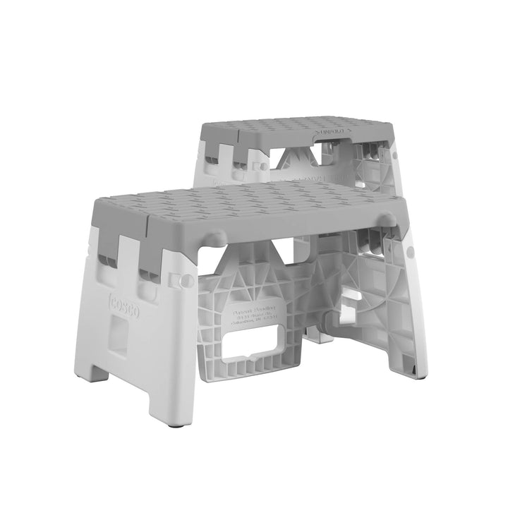 COSCO 1 Step Molded Folding Step Stool, 300 lbs. Weight Capacity, Type 1A (2-pack) - Gray