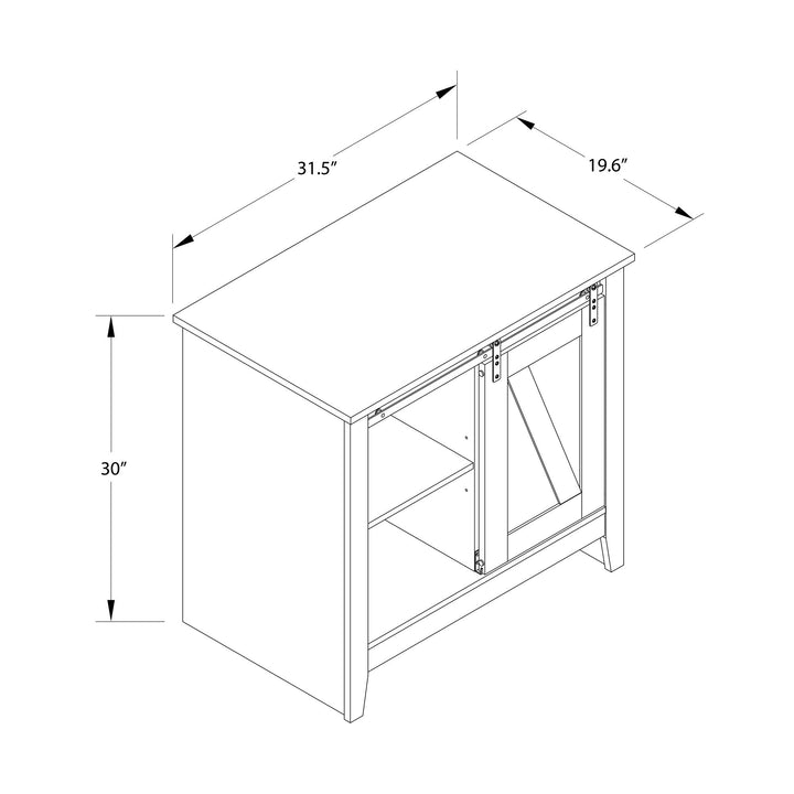 Alton Nightstand with Sliding Barn Door and 4 Shelves - Rustic Walnut