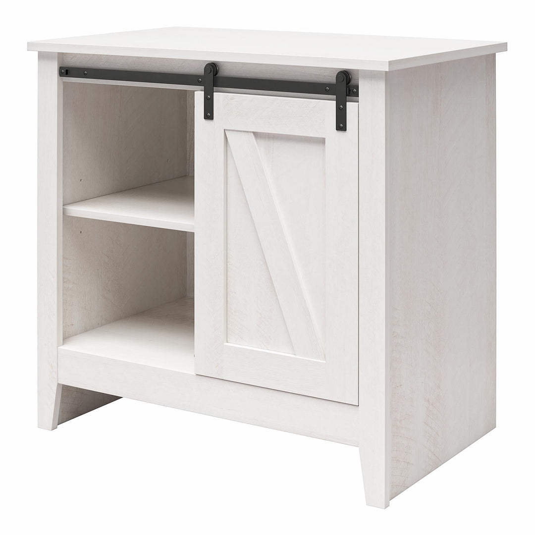 Alton Nightstand with Sliding Barn Door and 4 Shelves - Magnolia Oak