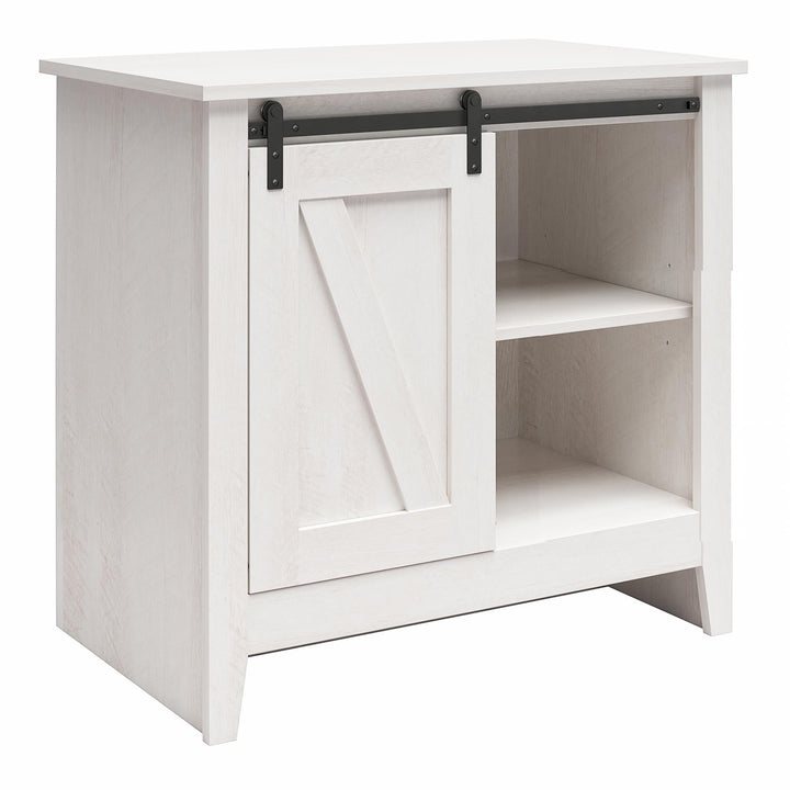 Alton Nightstand with Sliding Barn Door and 4 Shelves - Magnolia Oak