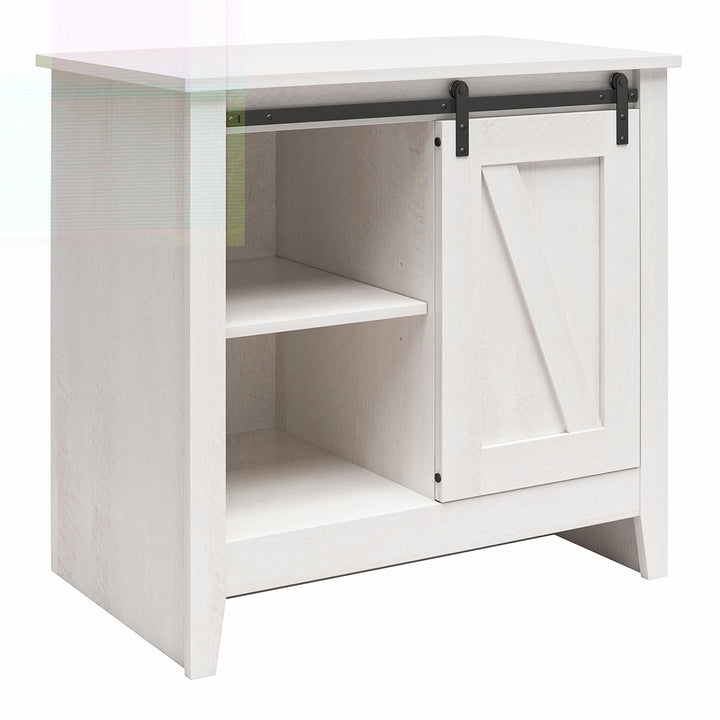 Alton Nightstand with Sliding Barn Door and 4 Shelves - Magnolia Oak