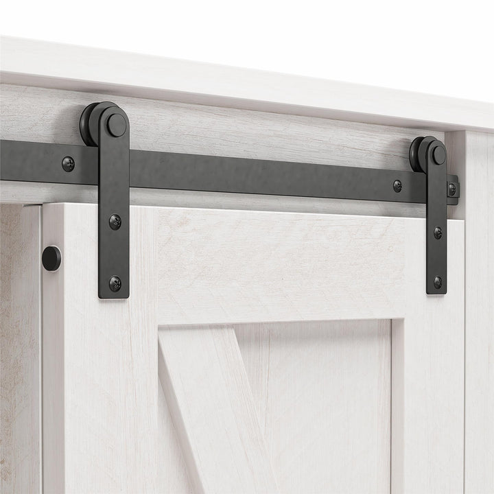 Alton Nightstand with Sliding Barn Door and 4 Shelves - Magnolia Oak